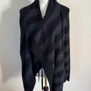 Vince Black and Gray Striped Women's cashmere cardigan